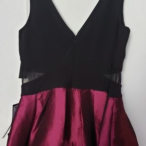Black/ruby flare party/cocktail dress